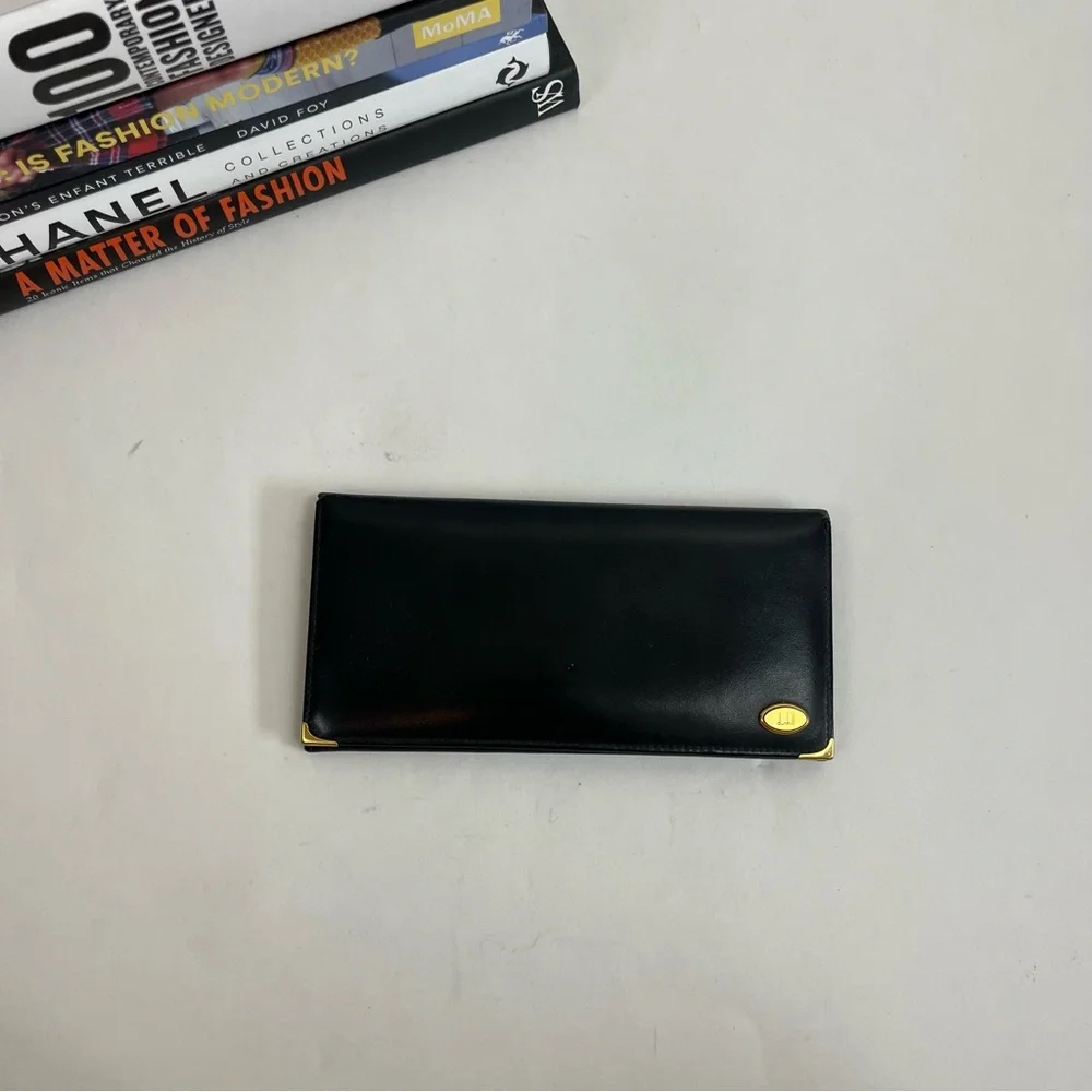 Dunhill Long Wallet Leather Gold Hardware Card Holder